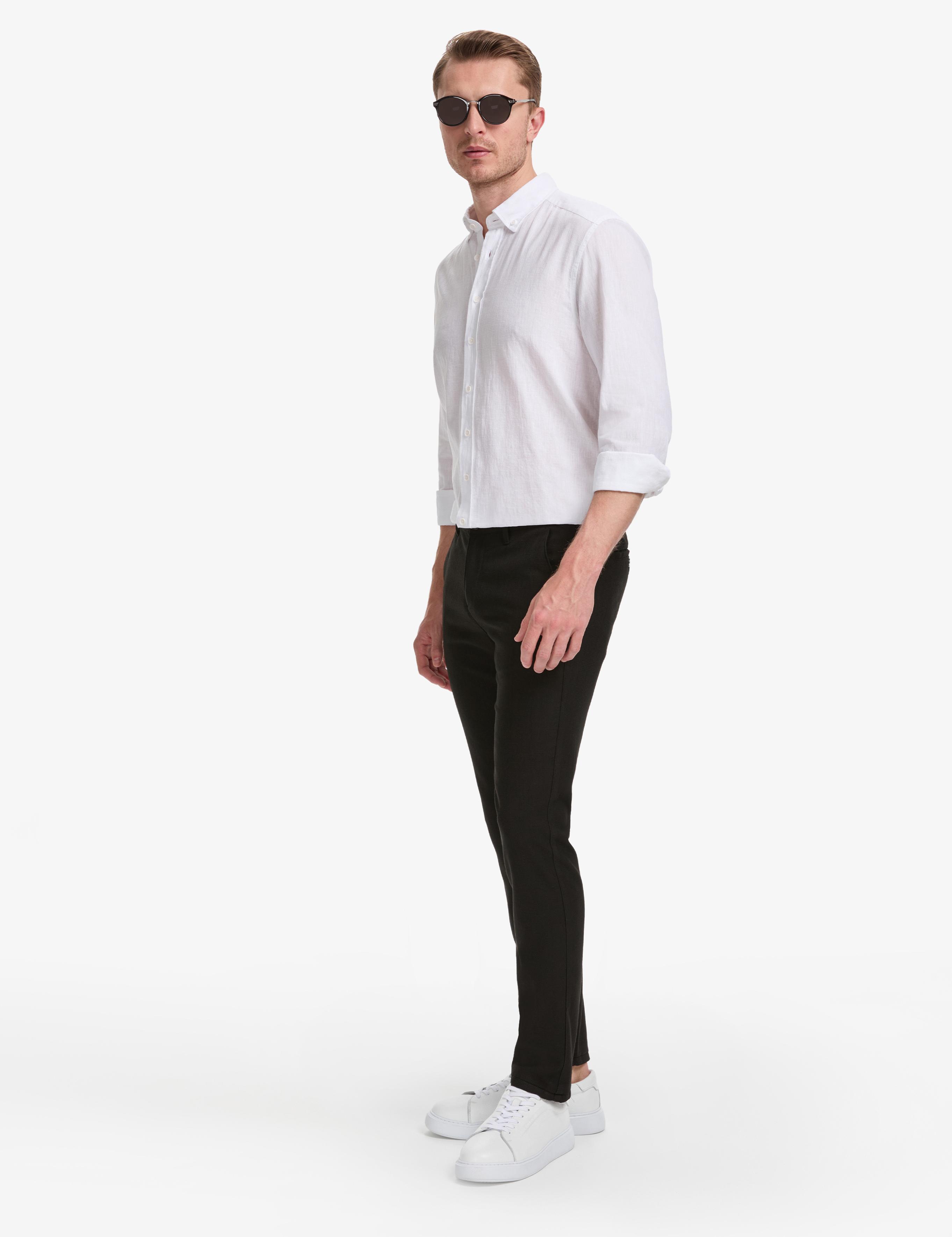 Siyah Slim Fit Kanvas Pantolon