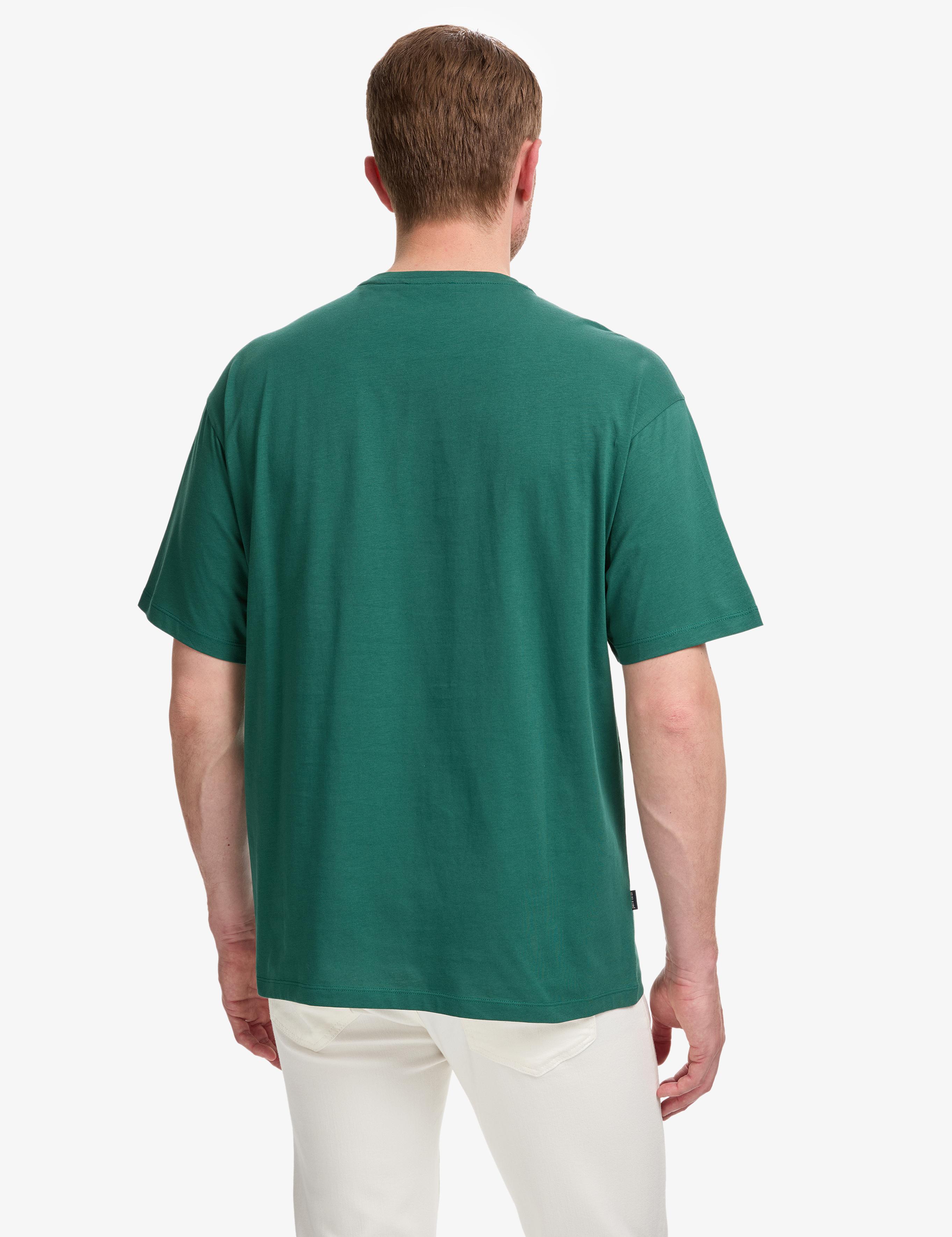 Koyu Yeşil Comfort Fit %100 Pamuk Bisiklet Yaka Basic Tişört