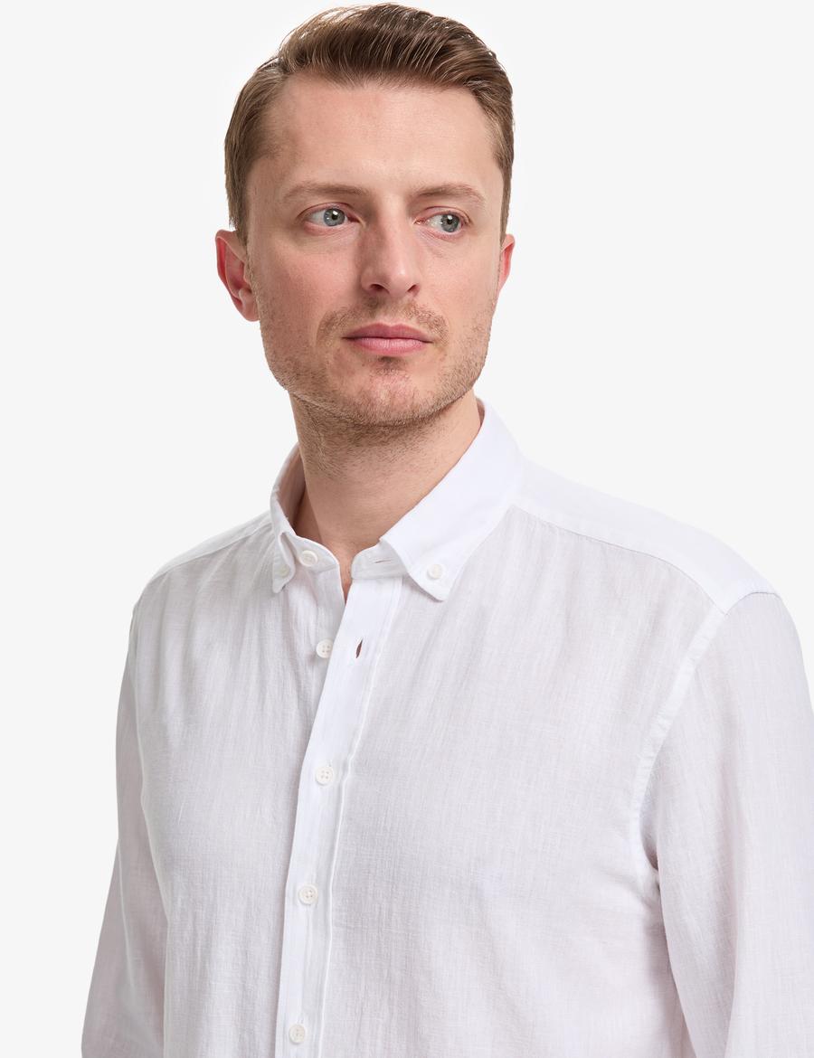 Beyaz Regular Fit Uzun Kollu Gömlek