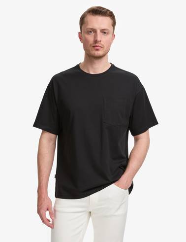 Siyah Comfort Fit %100 Pamuk Bisiklet Yaka Basic Tişört