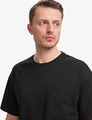Siyah Comfort Fit %100 Pamuk Bisiklet Yaka Basic Tişört