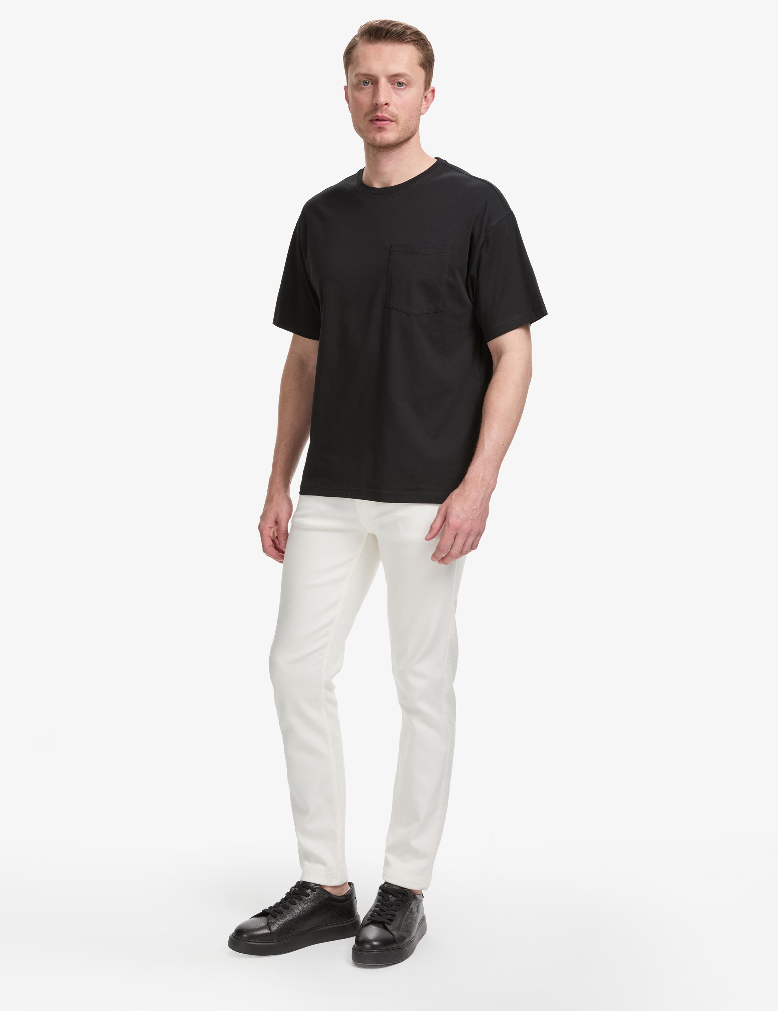 Siyah Comfort Fit %100 Pamuk Bisiklet Yaka Basic Tişört