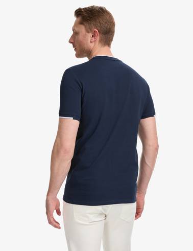 Lacivert Slim Fit %100 Pamuk Bisiklet Yaka Tişört