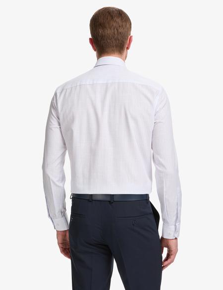 Lacivert Slim Fit Çizgili Uzun Kollu Gömlek - 50307294005