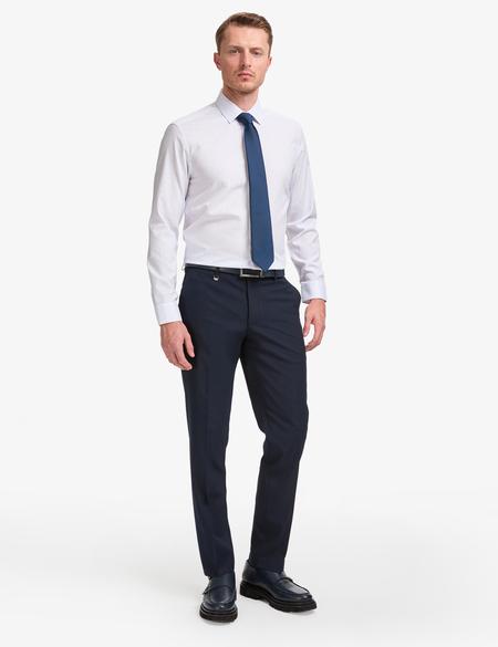Lacivert Slim Fit Çizgili Uzun Kollu Gömlek - 50307294005