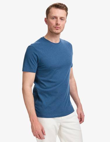 İndigo Melanj Slim Fit Bisiklet Yaka Basic Tişört