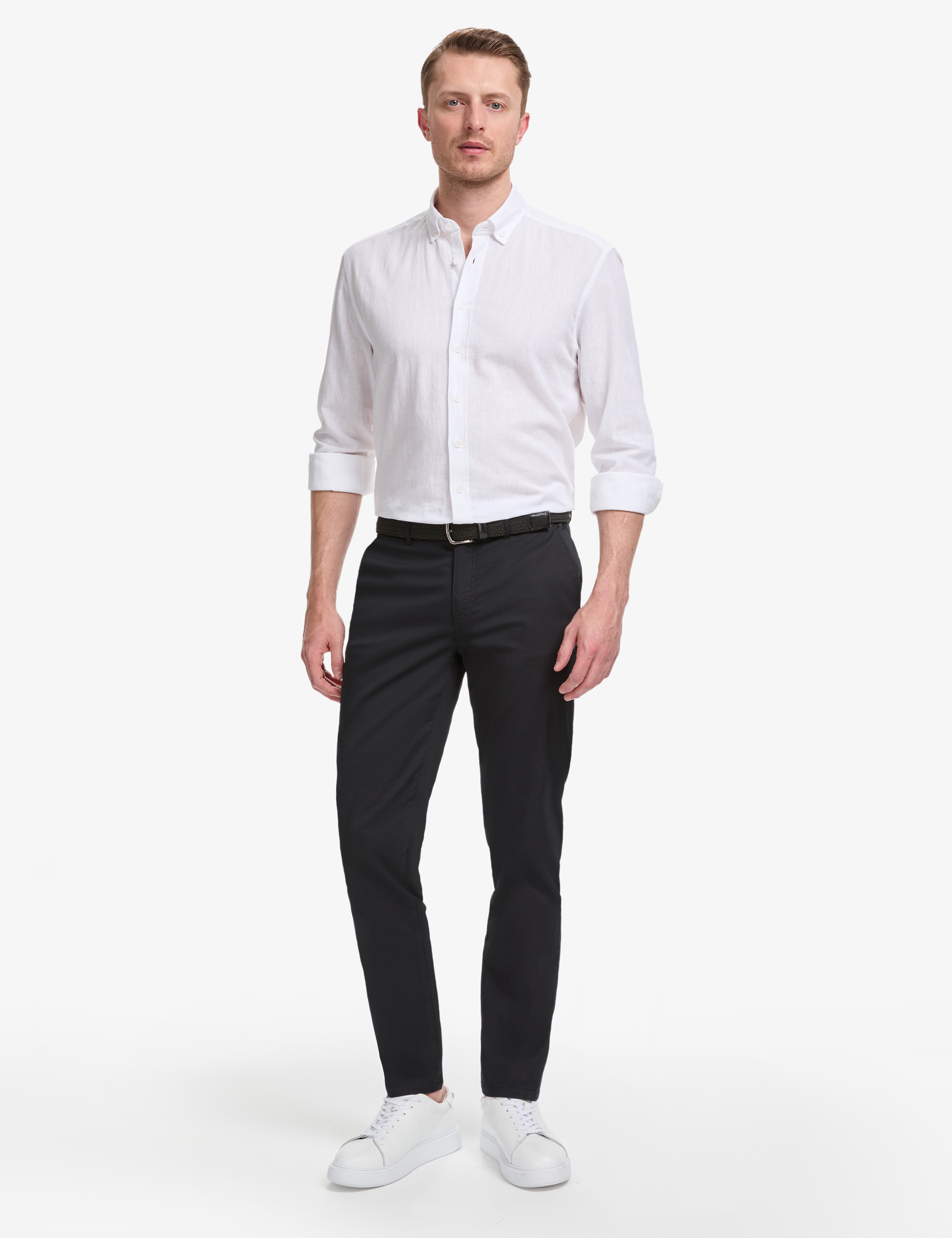 Siyah Slim Fit Kanvas Pantolon - Image 3