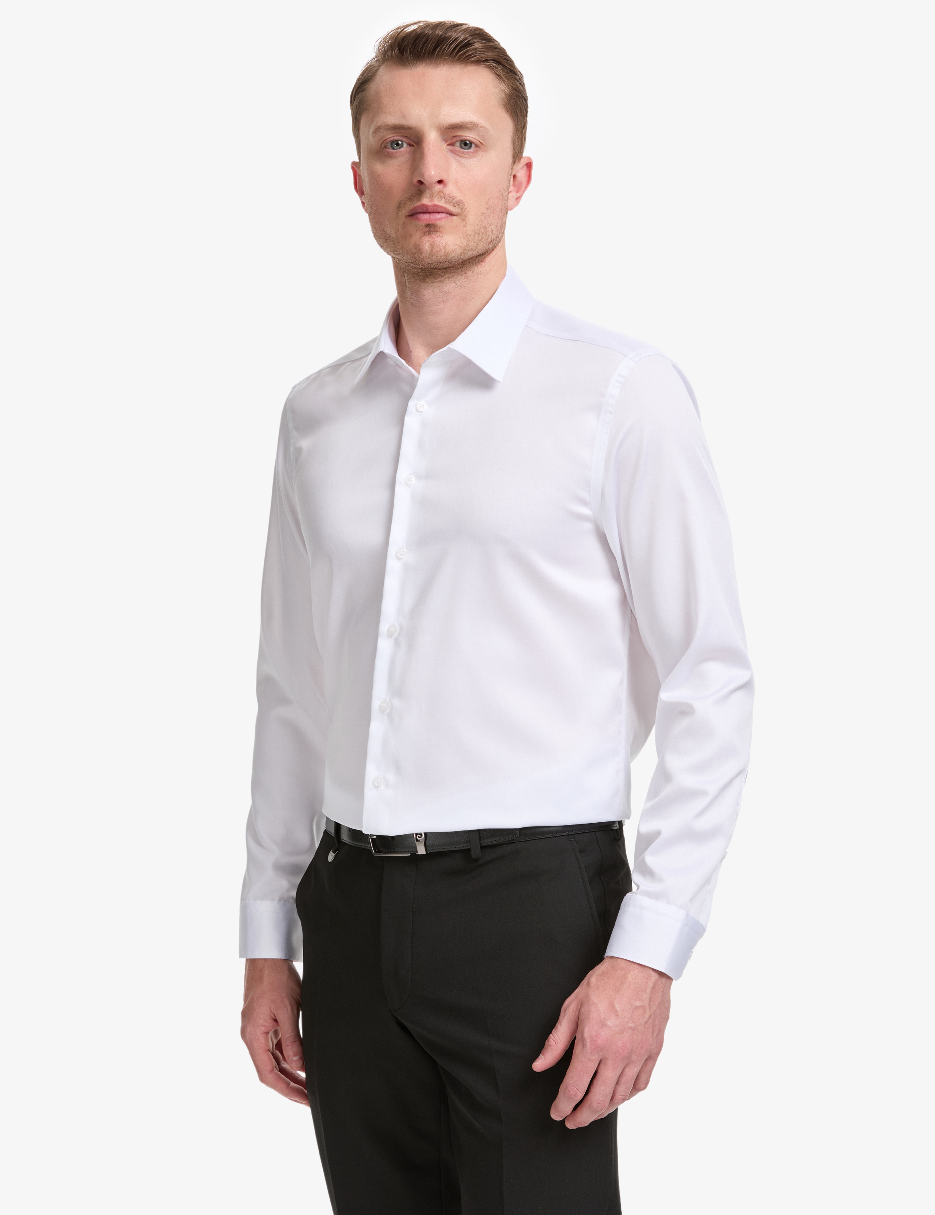 Beyaz Non Iron Easy Care Kumaş Slim Fit Basic Gömlek