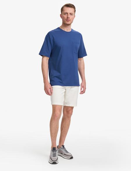 Açık Lacivert Comfort Fit %100 Pamuk Bisiklet Yaka Basic Tişört - 50325300074