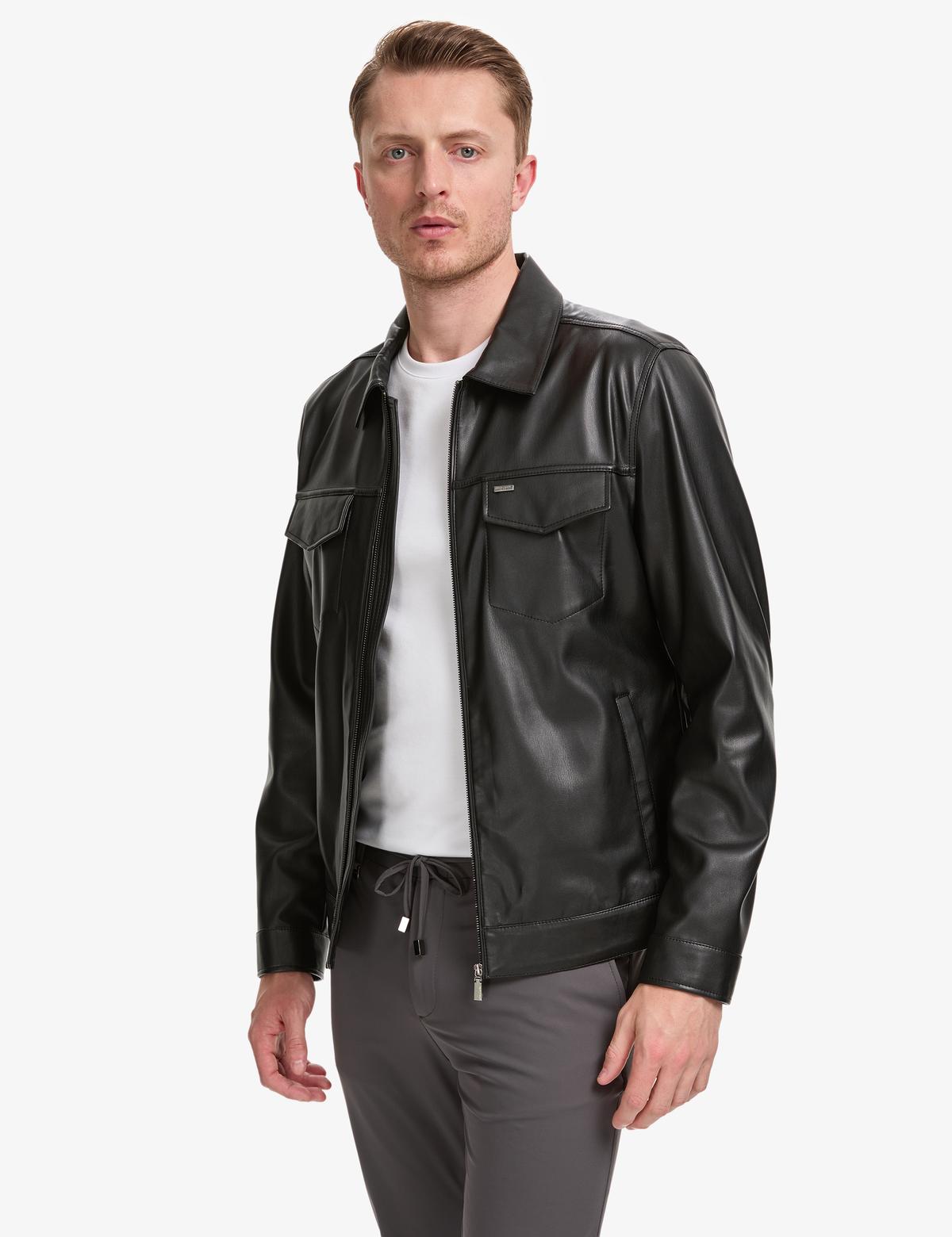 Siyah Deri Ceket - 50328162009