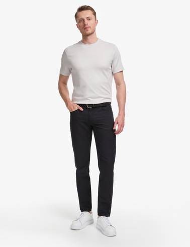 Siyah Slim Fit Keten Karışımlı Kanvas Pantolon