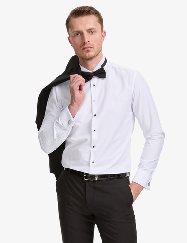 Beyaz Slim Fit Smokin Gömlek