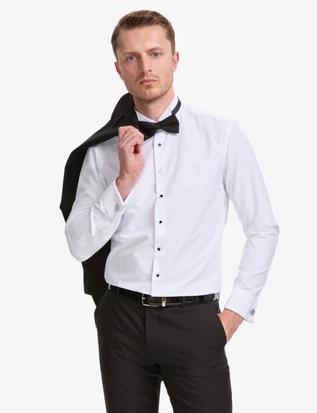 Beyaz Slim Fit Smokin Gömlek - 50324016002