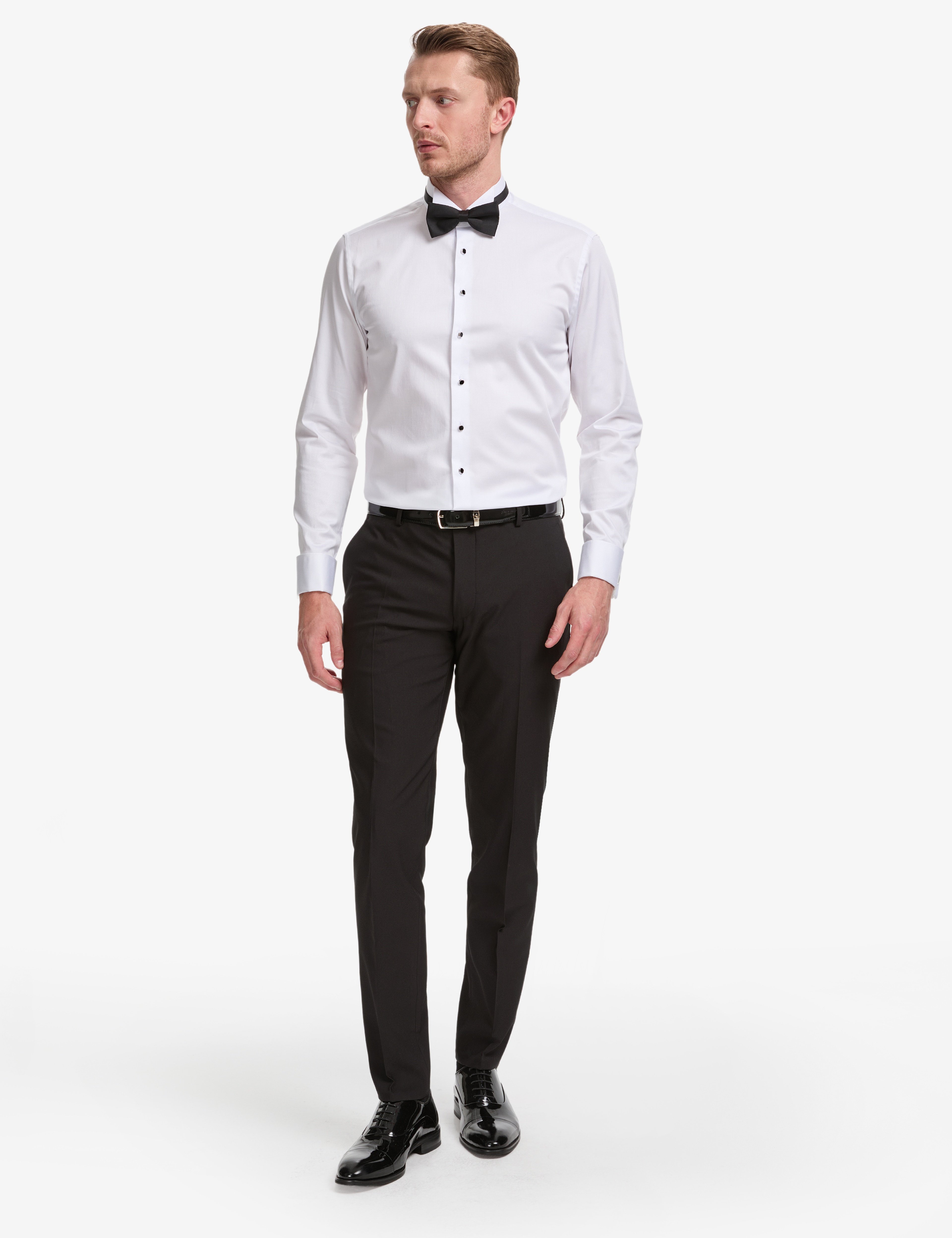 Beyaz Slim Fit Smokin Gömlek
