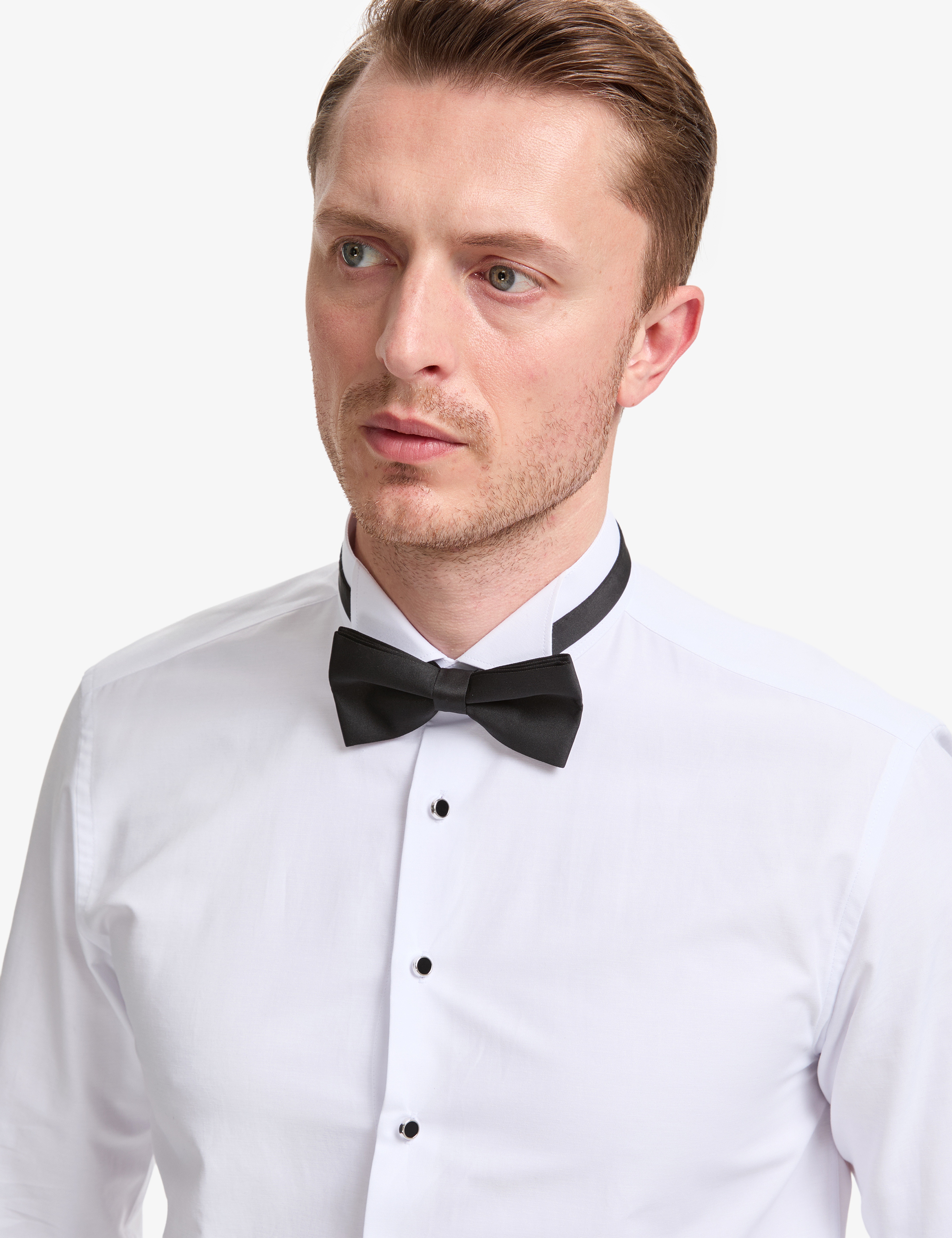 Beyaz Slim Fit Smokin Gömlek - Image 2