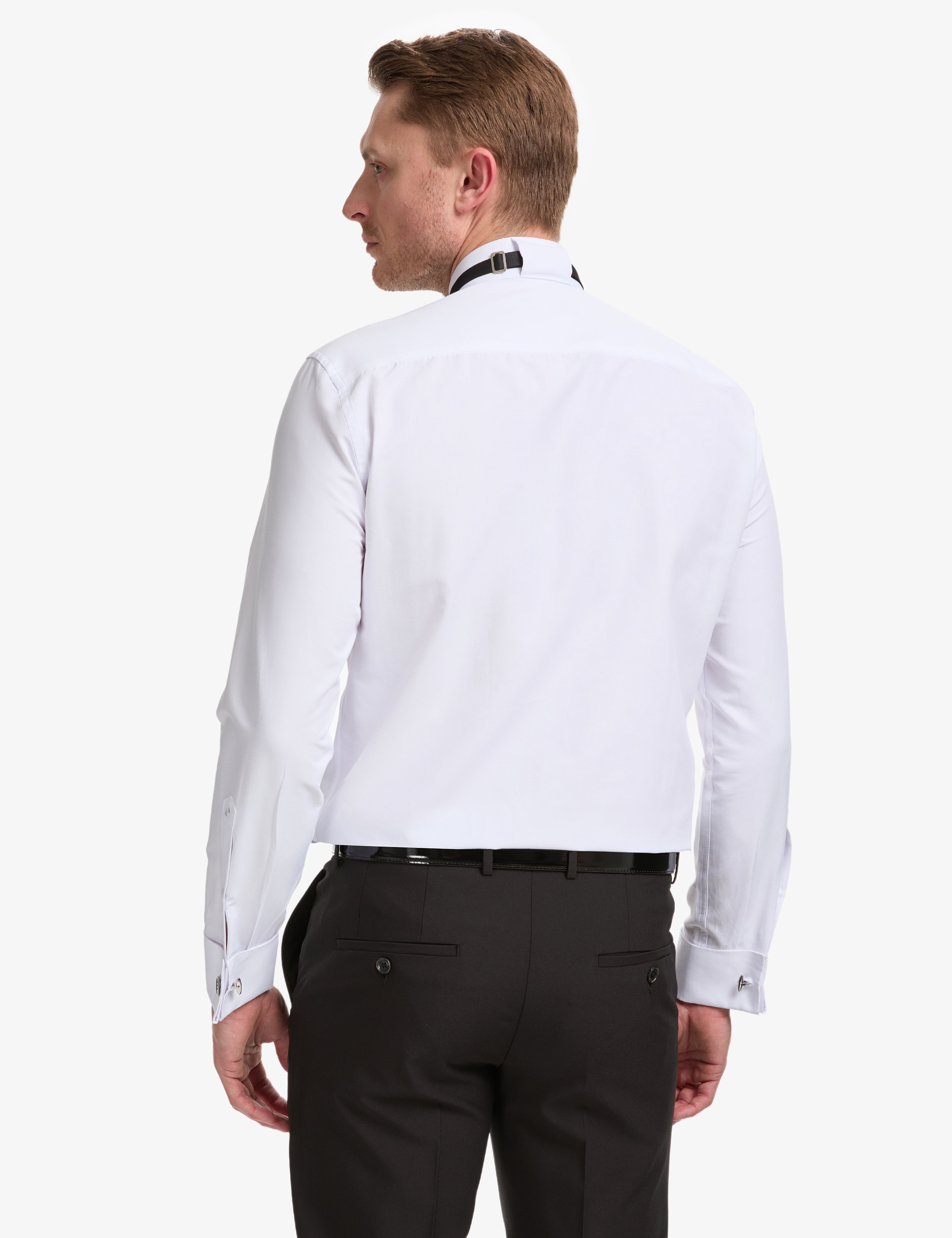 Beyaz Slim Fit Smokin Gömlek - Image 5