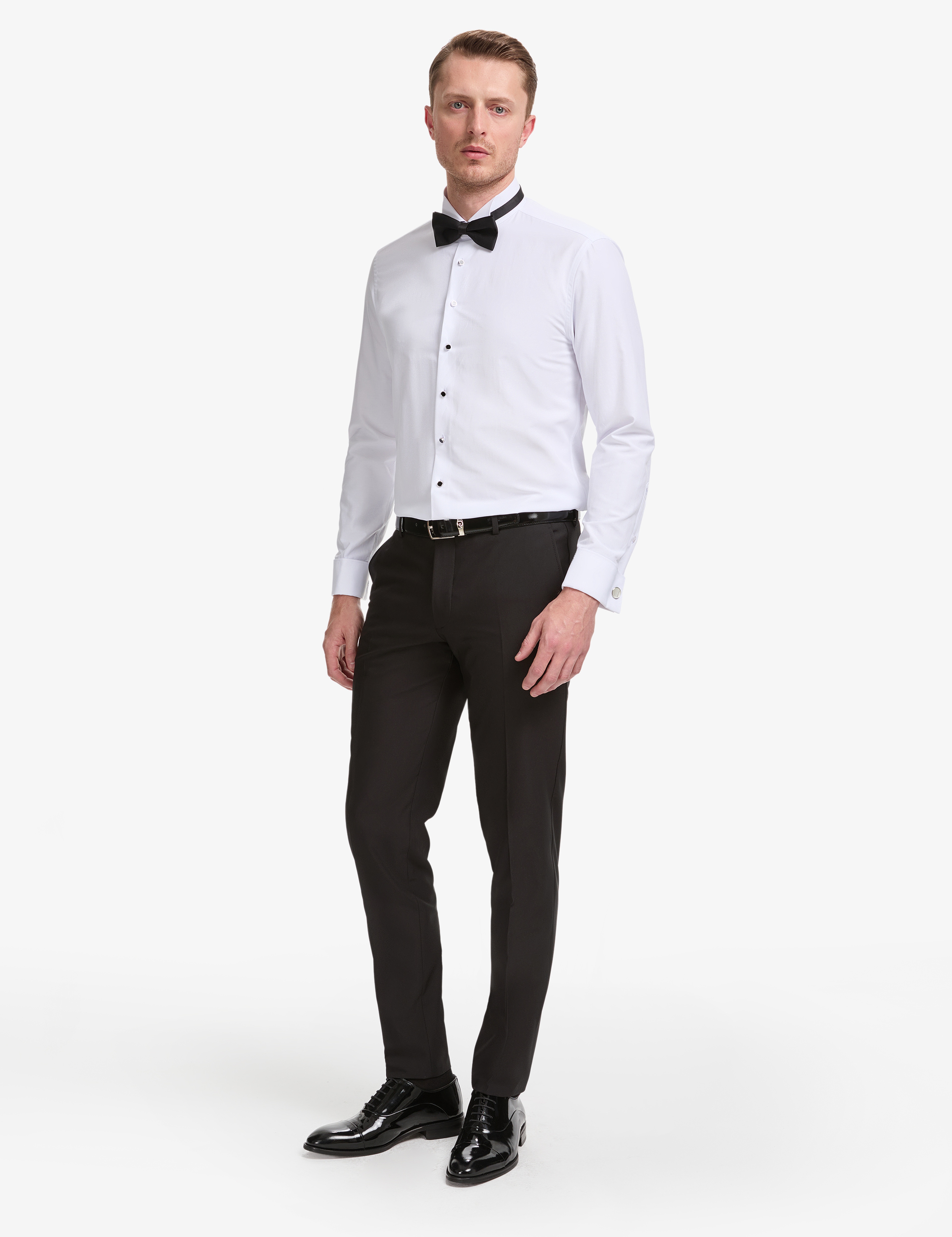 Beyaz Slim Fit Smokin Gömlek - Image 4
