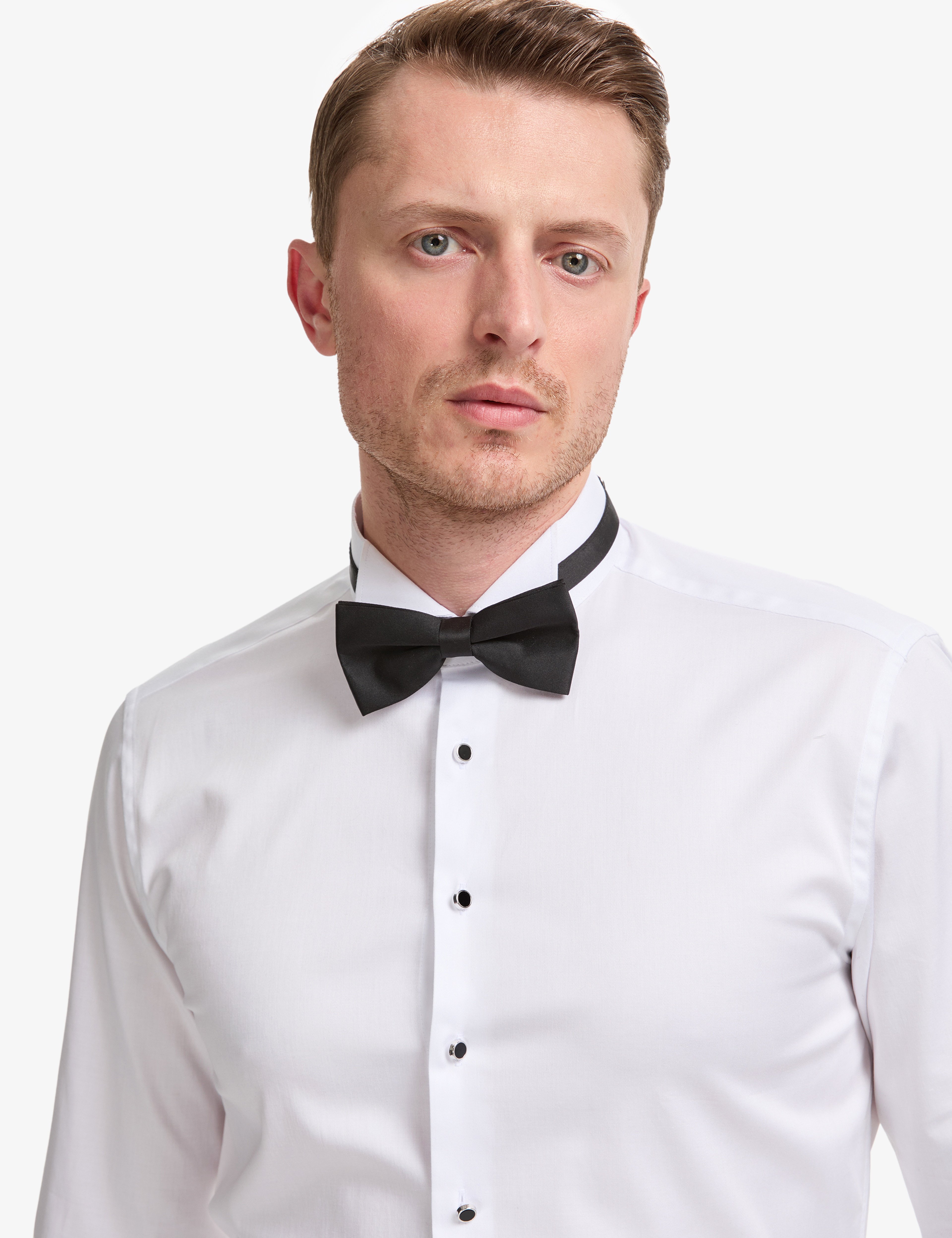 Beyaz Slim Fit Smokin Gömlek - Image 2