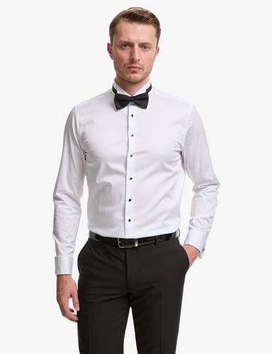 Beyaz Slim Fit Smokin Gömlek