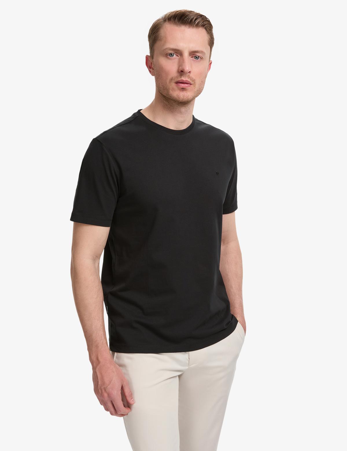 Siyah Regular Fit %100 Pamuk Bisiklet Yaka Basic Tişört - 50325299048