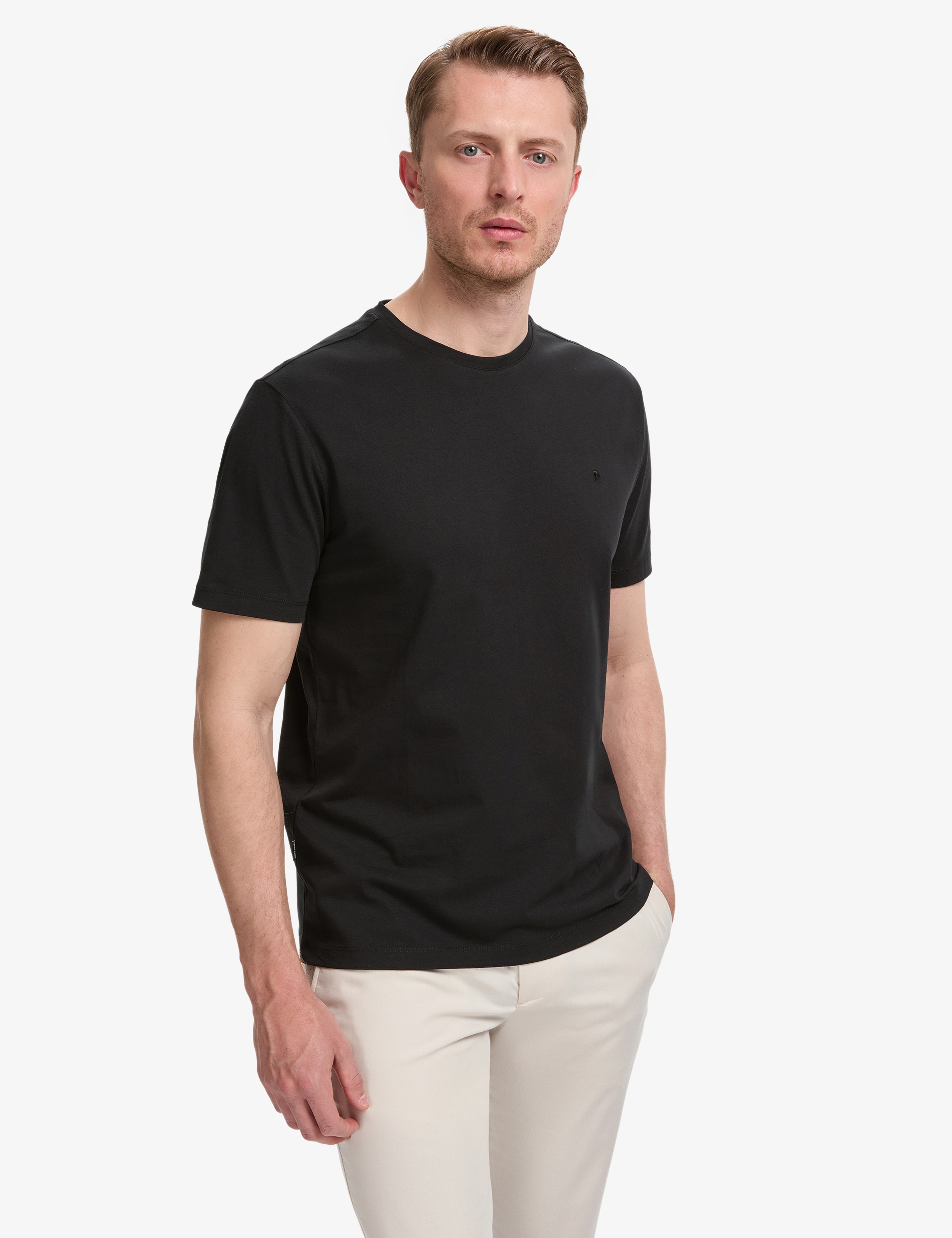 Siyah Regular Fit %100 Pamuk Bisiklet Yaka Basic Tişört - Image 3