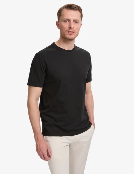 Siyah Regular Fit %100 Pamuk Bisiklet Yaka Basic Tişört - 50325299048