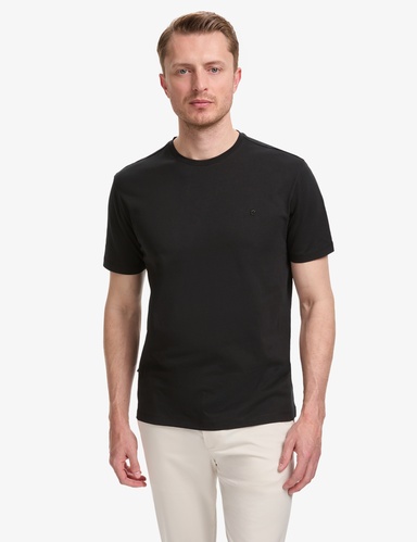 Siyah Regular Fit %100 Pamuk Bisiklet Yaka Basic Tişört