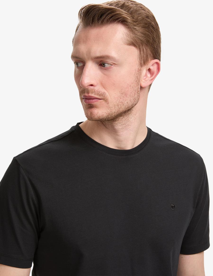 Siyah Regular Fit %100 Pamuk Bisiklet Yaka Basic Tişört