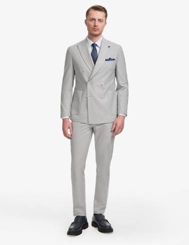 Gri Ex. Slim Fit Kruvaze Takım Elbise