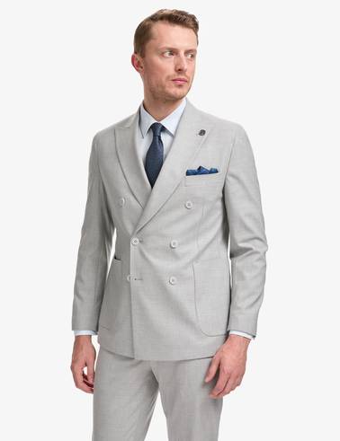 Gri Ex. Slim Fit Kruvaze Takım Elbise