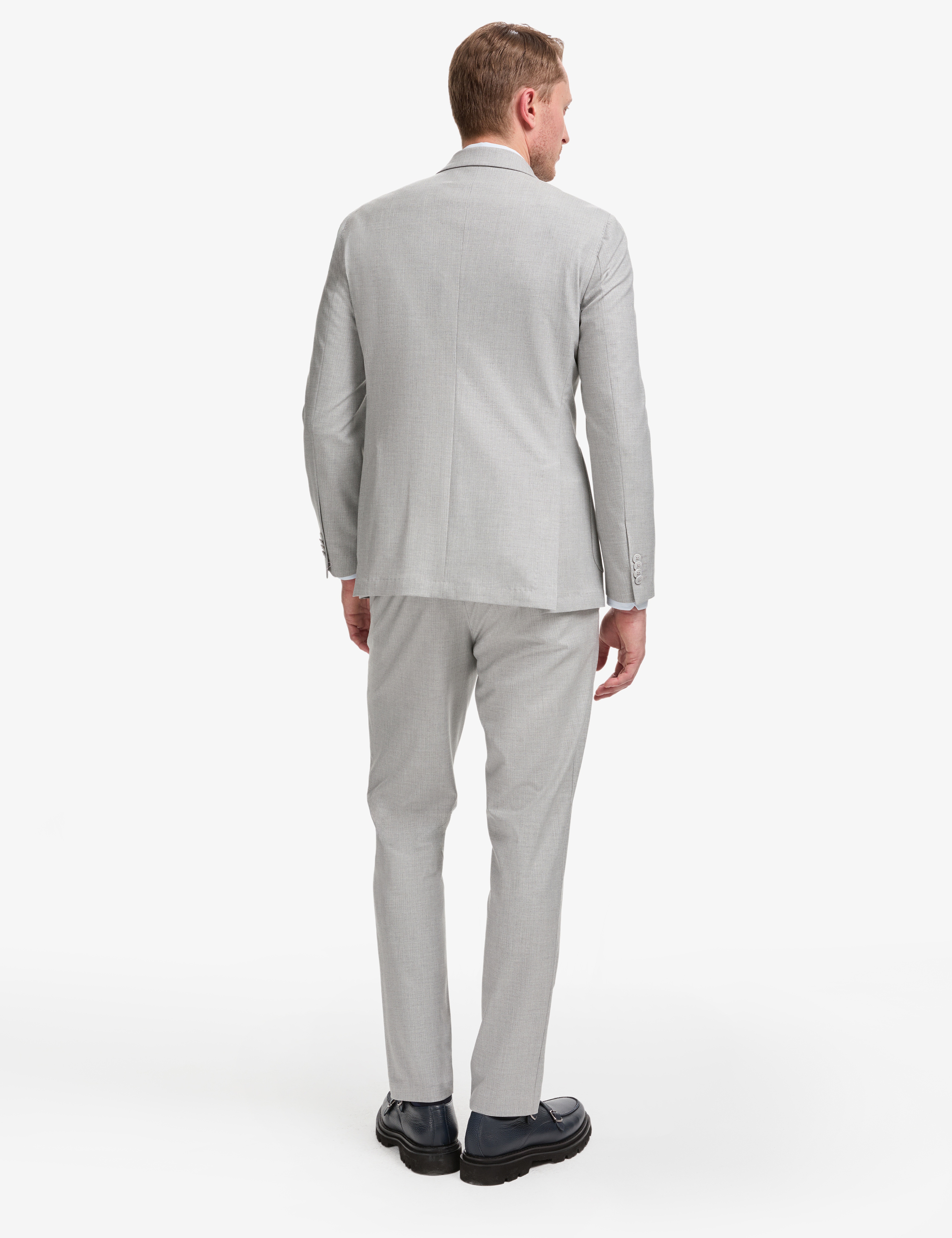 Gri Extra Slim Fit Kruvaze Takım Elbise - Image 6