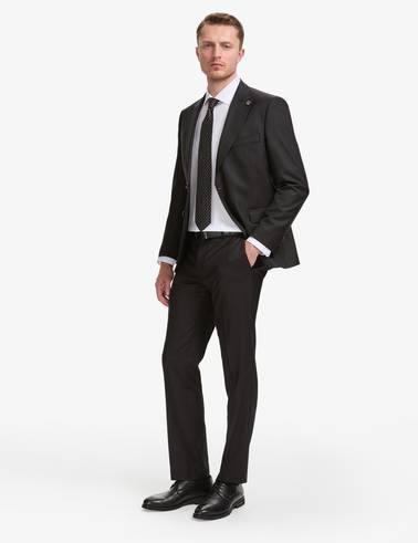 Siyah Slim Fit %100 Yün Takım Elbise