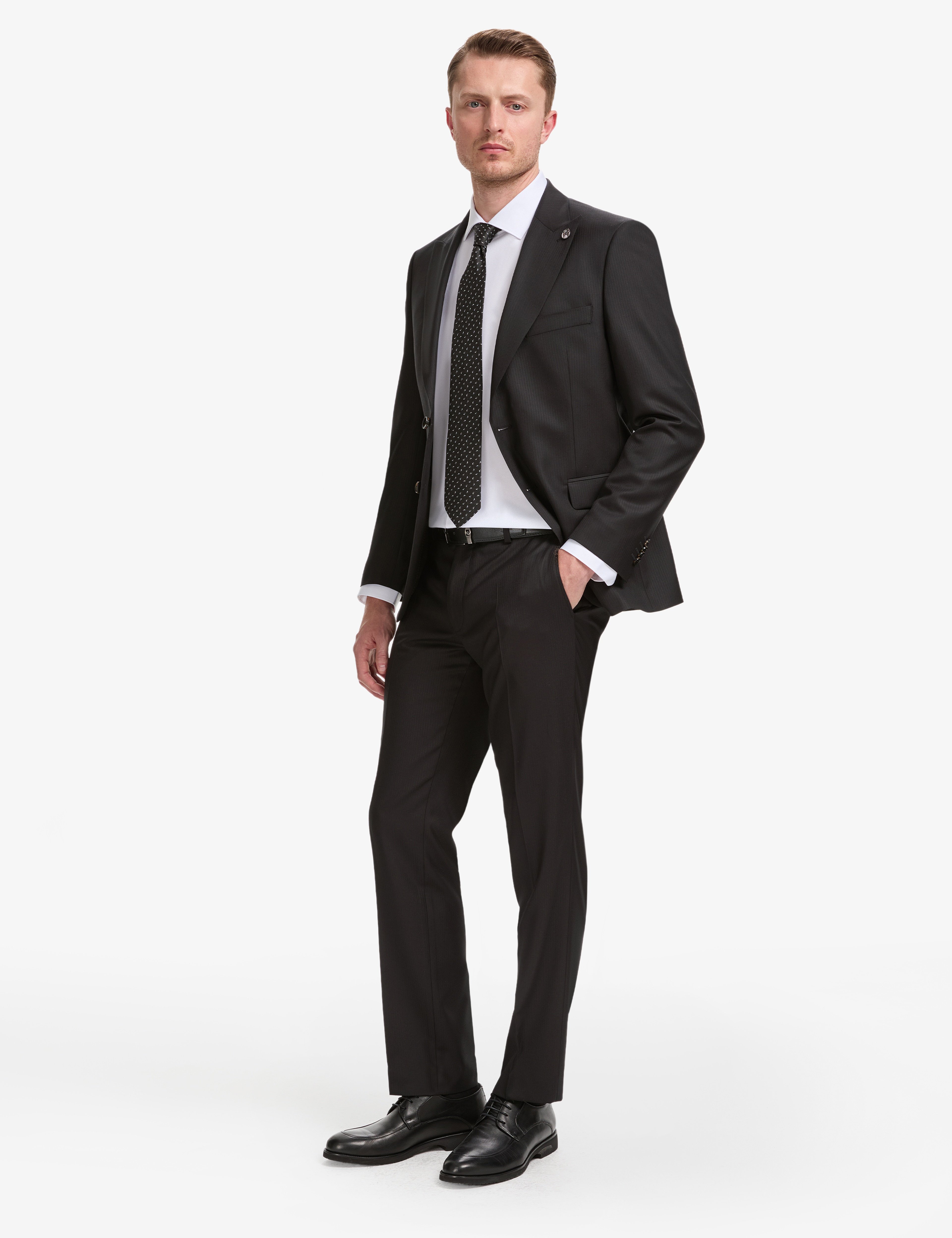 Siyah Slim Fit %100 Yün Takım Elbise