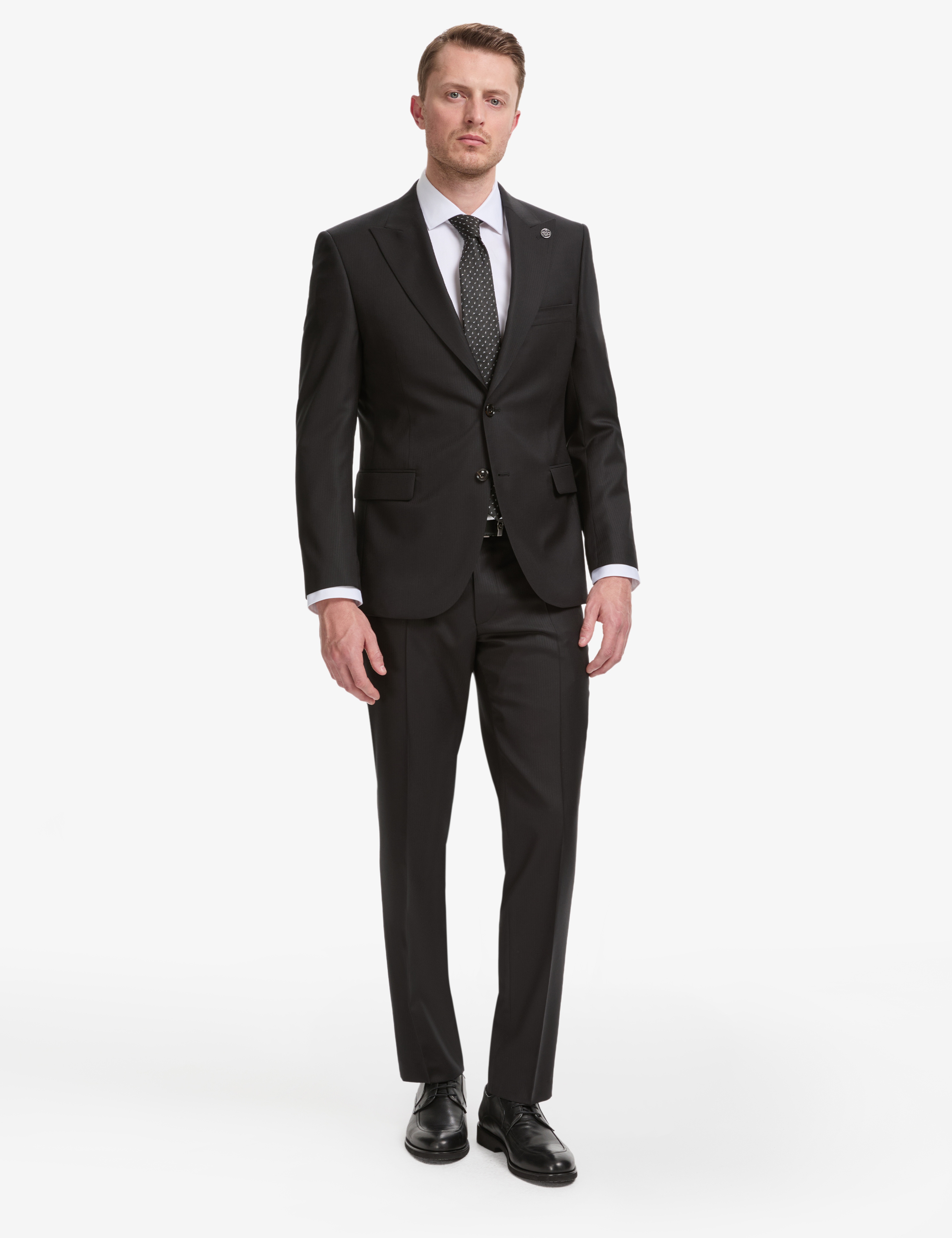 Siyah Slim Fit %100 Yün Takım Elbise - Image 1