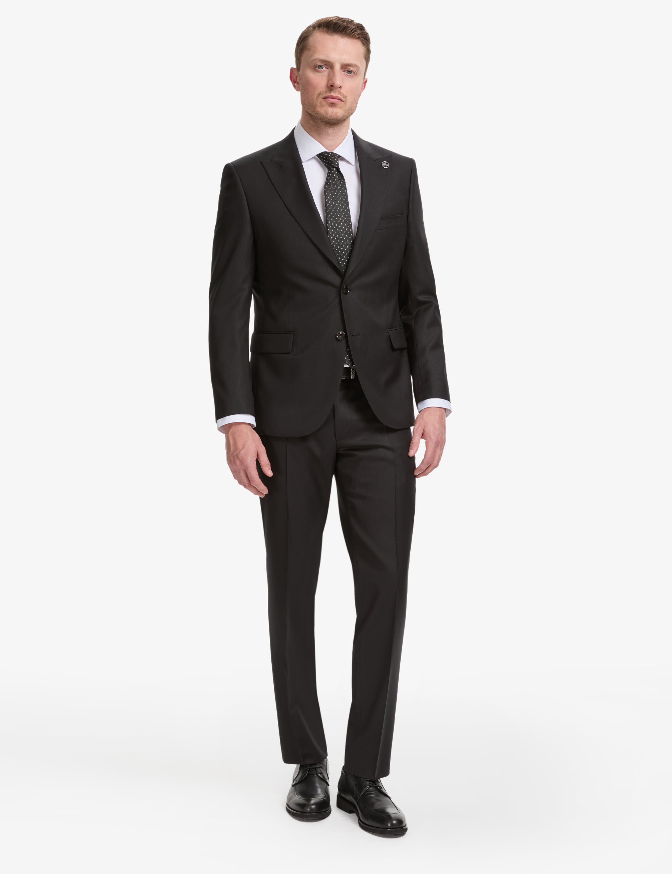 Siyah Slim Fit %100 Yün Takım Elbise