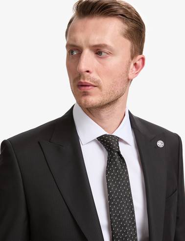 Siyah Slim Fit %100 Yün Takım Elbise