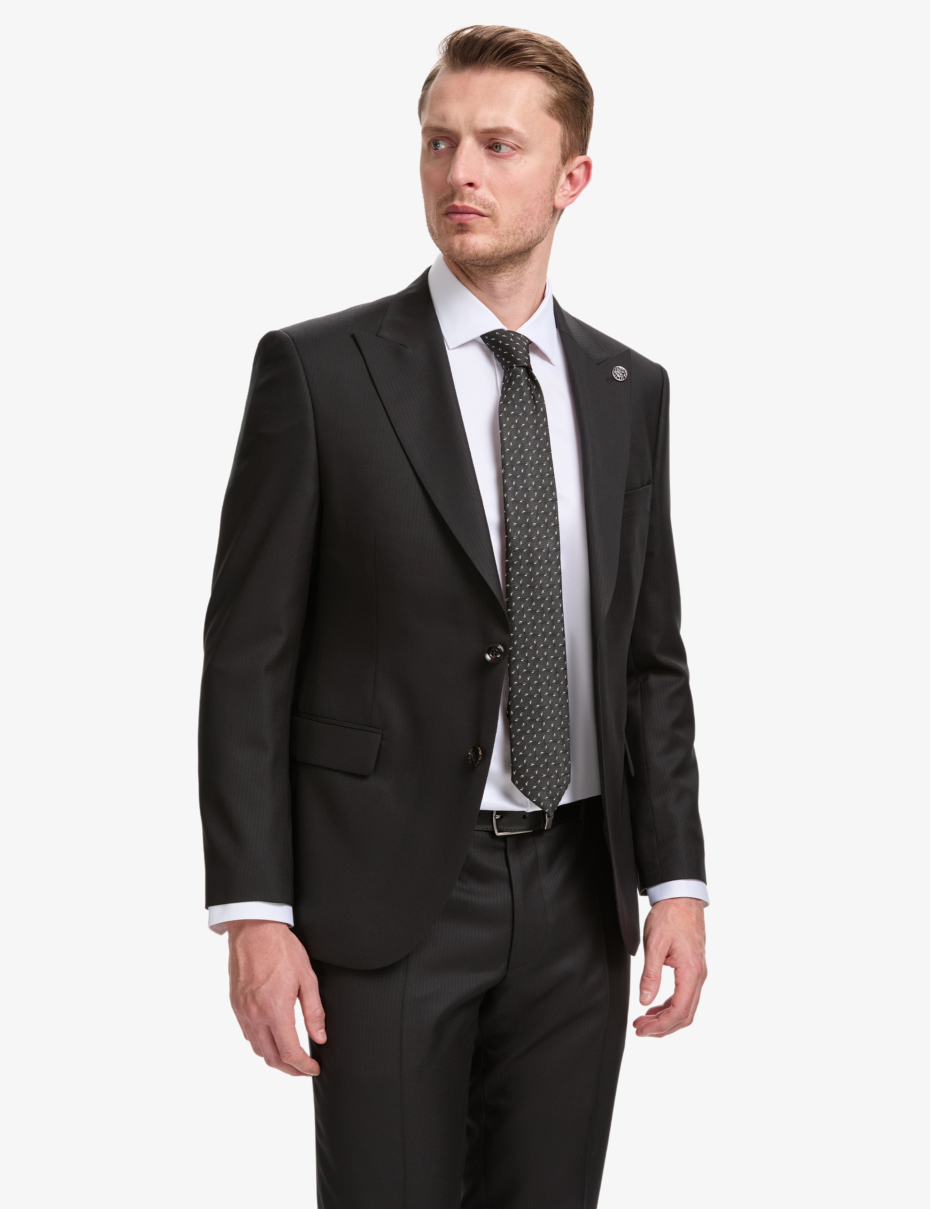 Siyah Slim Fit %100 Yün Takım Elbise