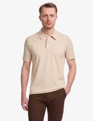 Bej Regular Fit Düğmeli Polo Yaka Tişört