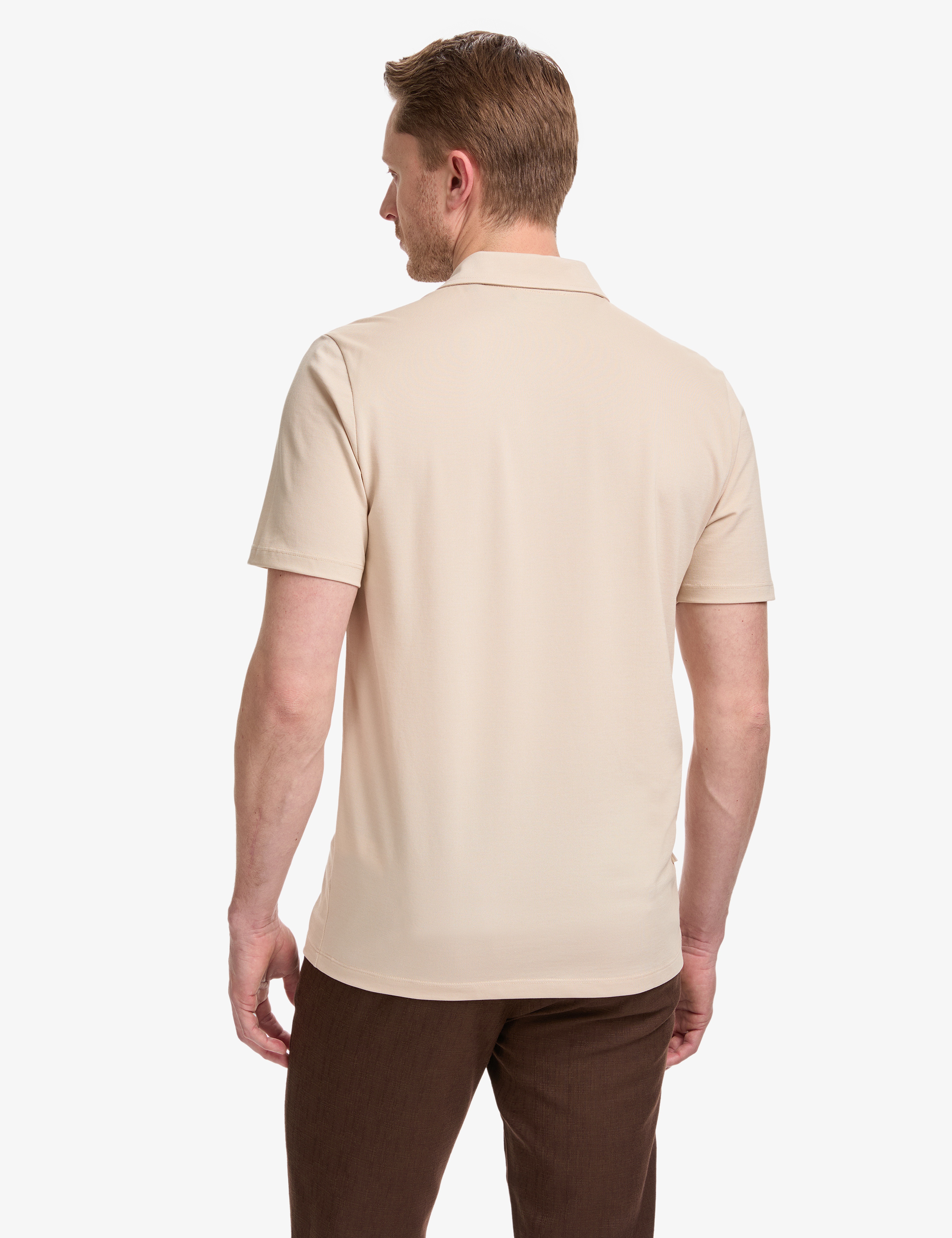 Bej Regular Fit Düğmeli Polo Yaka Tişört