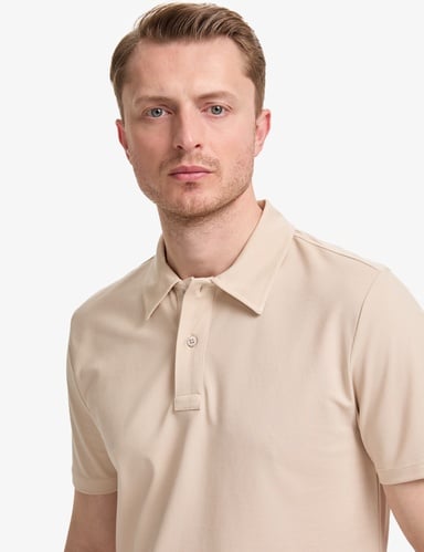 Bej Regular Fit Düğmeli Polo Yaka Tişört