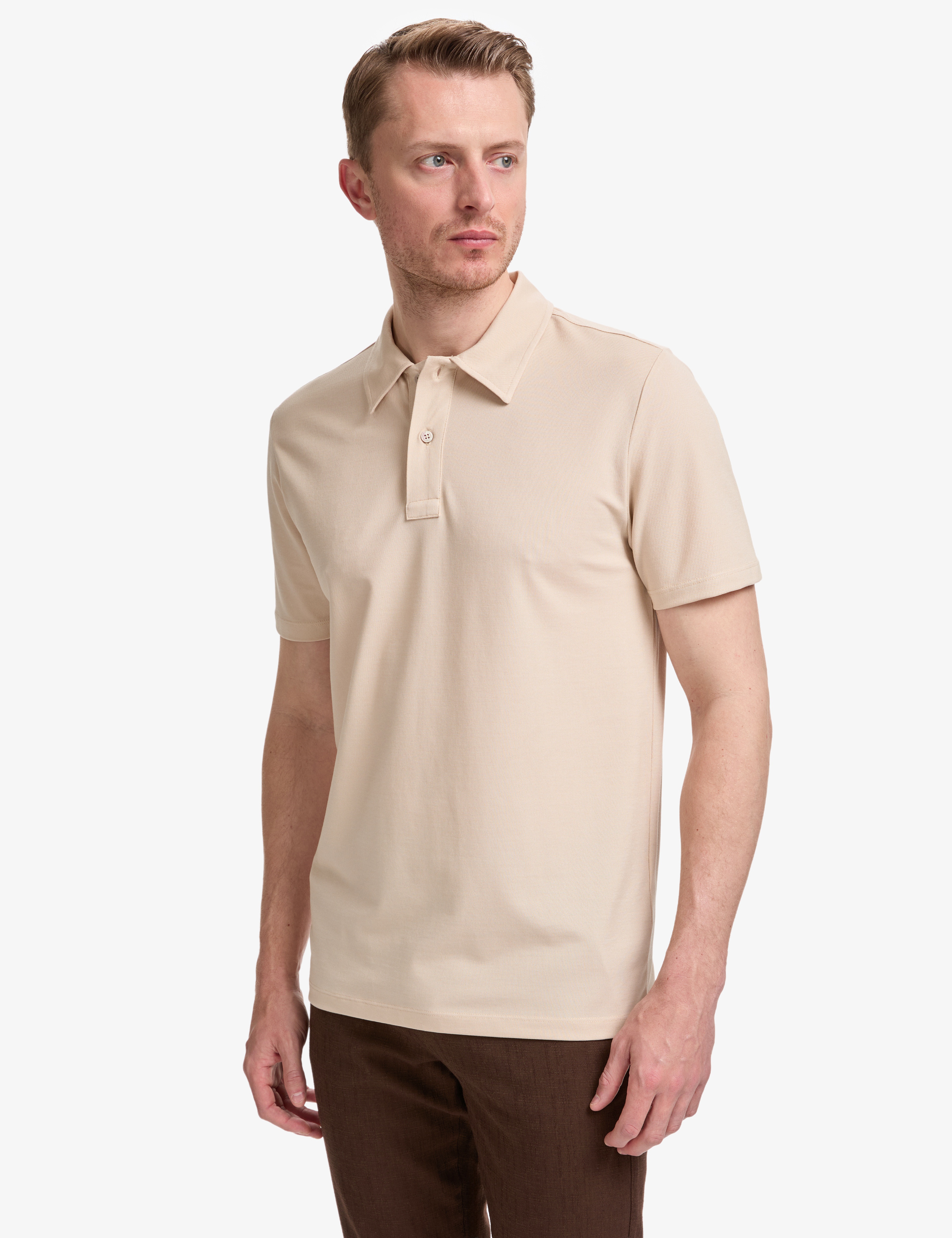 Bej Regular Fit Düğmeli Polo Yaka Tişört - Image 3