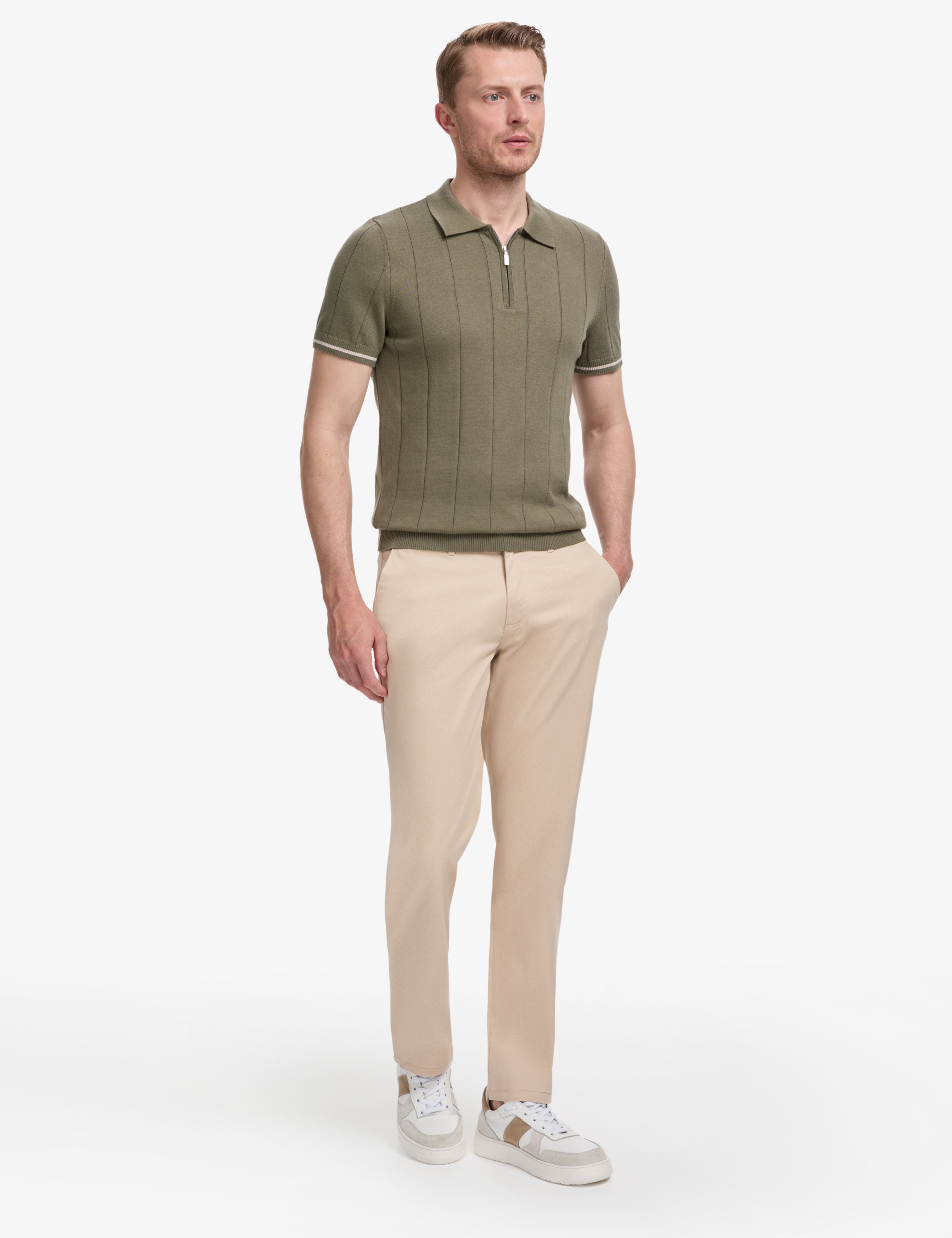 Bej Regular Fit Basic Kanvas Pantolon
