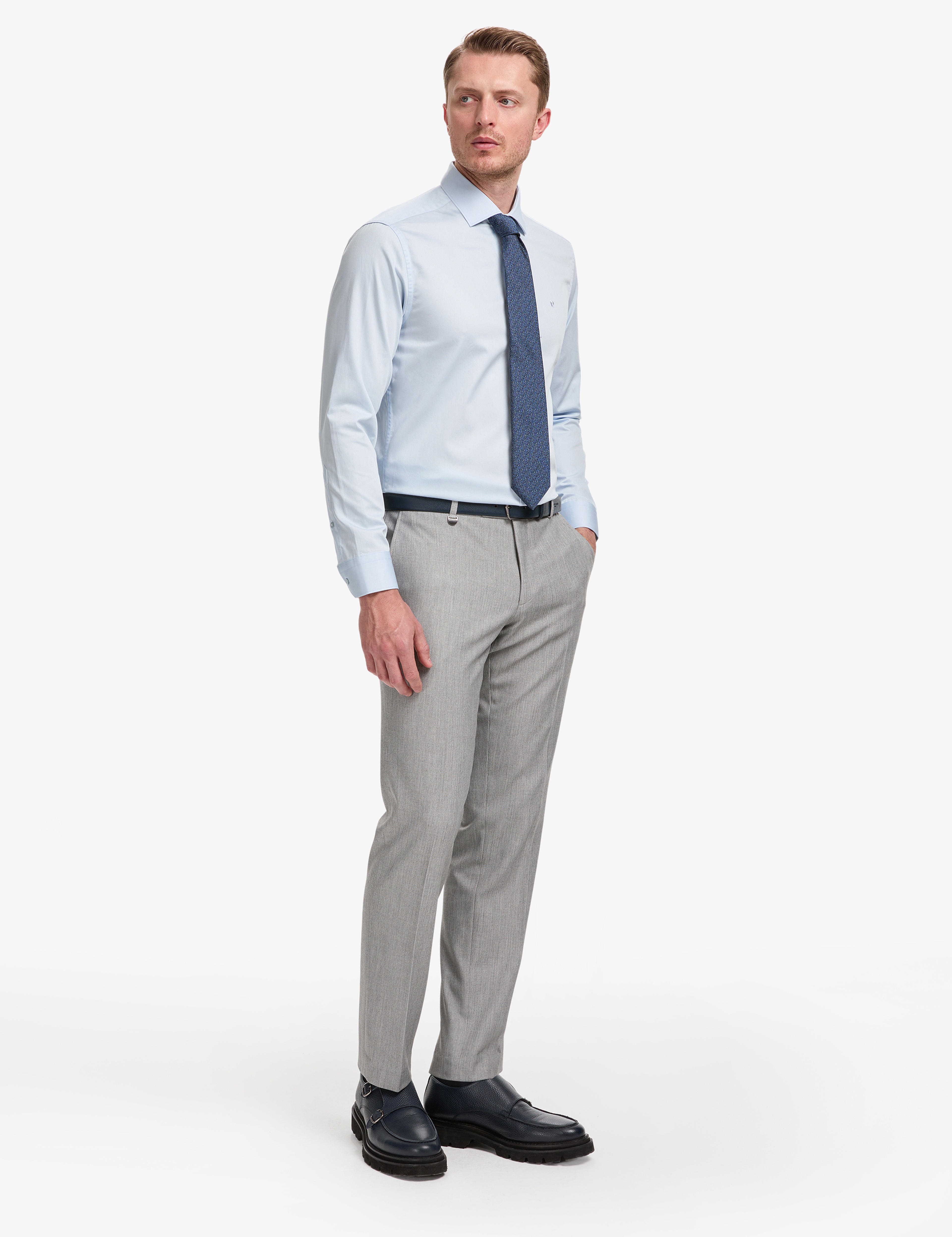 Gri Slim Fit Kumaş Pantolon - Image 3