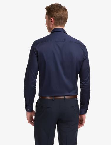 Lacivert Slim Fit Uzun Kollu Esnek Basic Gömlek