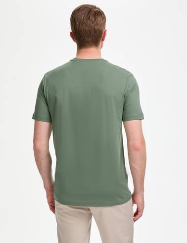 Haki Regular Fit %100 Pamuk Bisiklet Yaka Basic Tişört