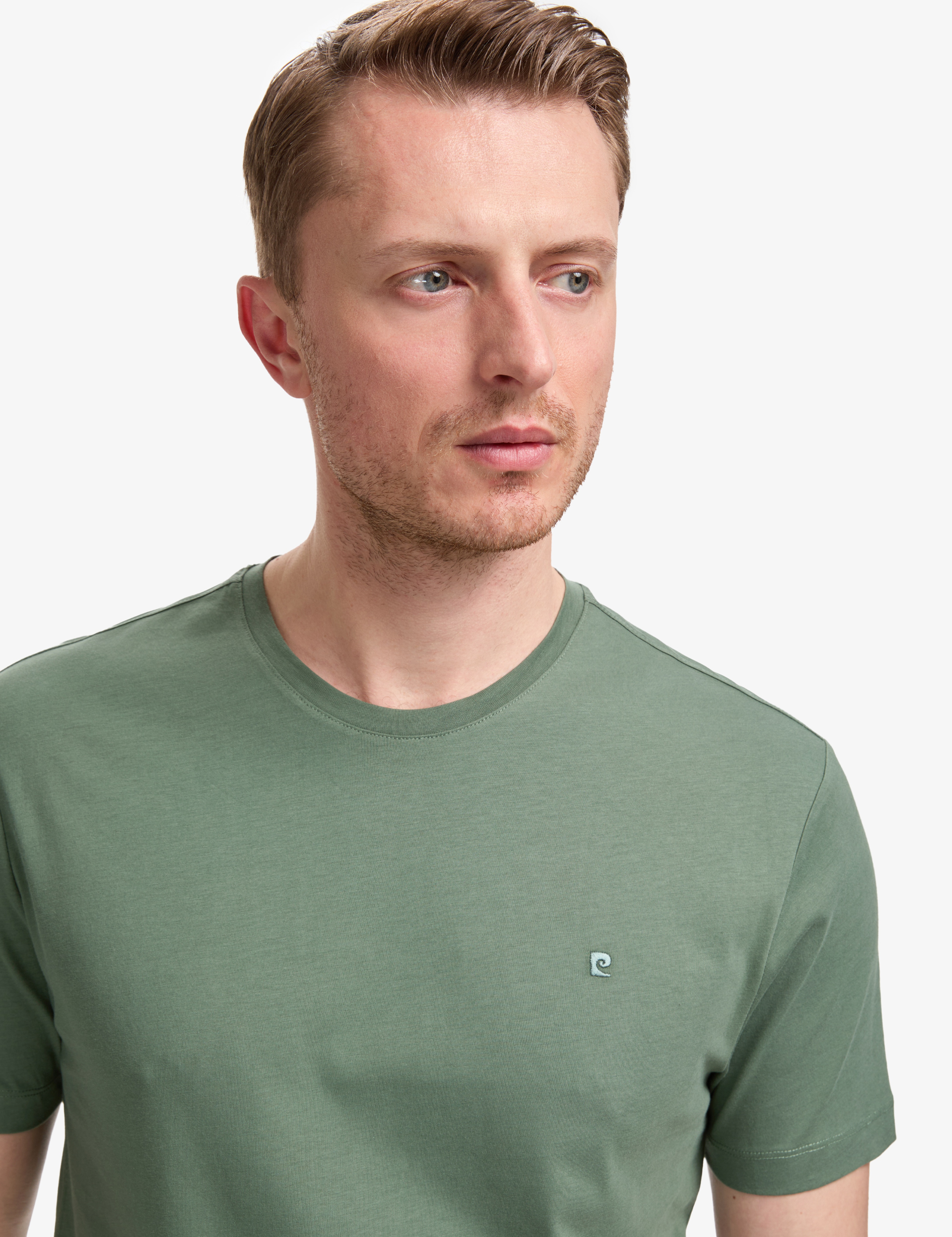 Haki Regular Fit %100 Pamuk Bisiklet Yaka Basic Tişört - Image 2