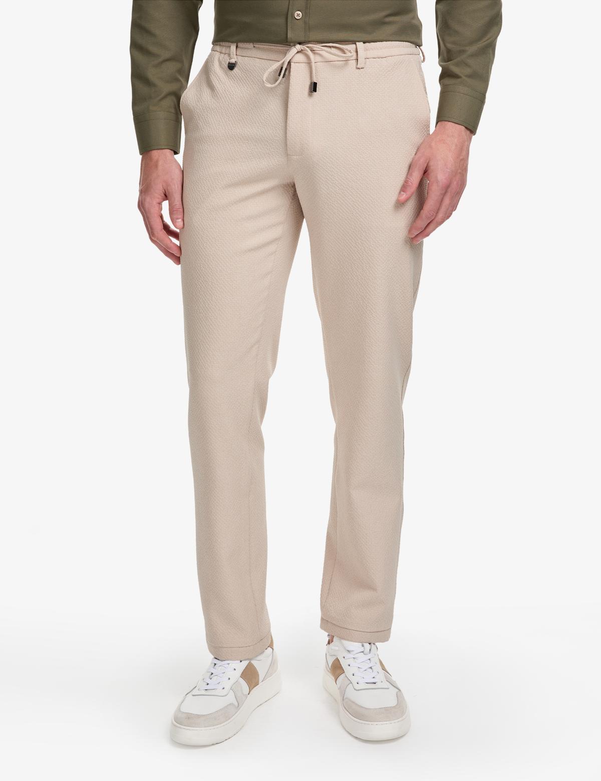 Bej Ex. Slim Fit Beli Kordonlu Pantolon - 50324265029