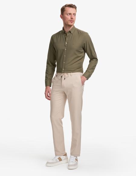 Bej Ex. Slim Fit Beli Kordonlu Pantolon - 50324265029