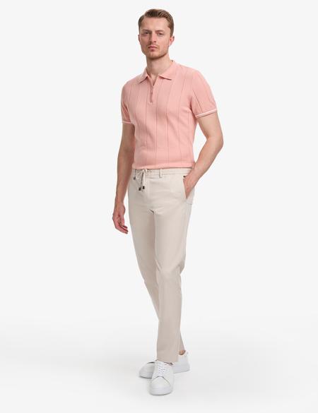 Bej Ex. Slim Fit Beli Kordonlu Pamuk Karışımlı Pantolon - 50325242006