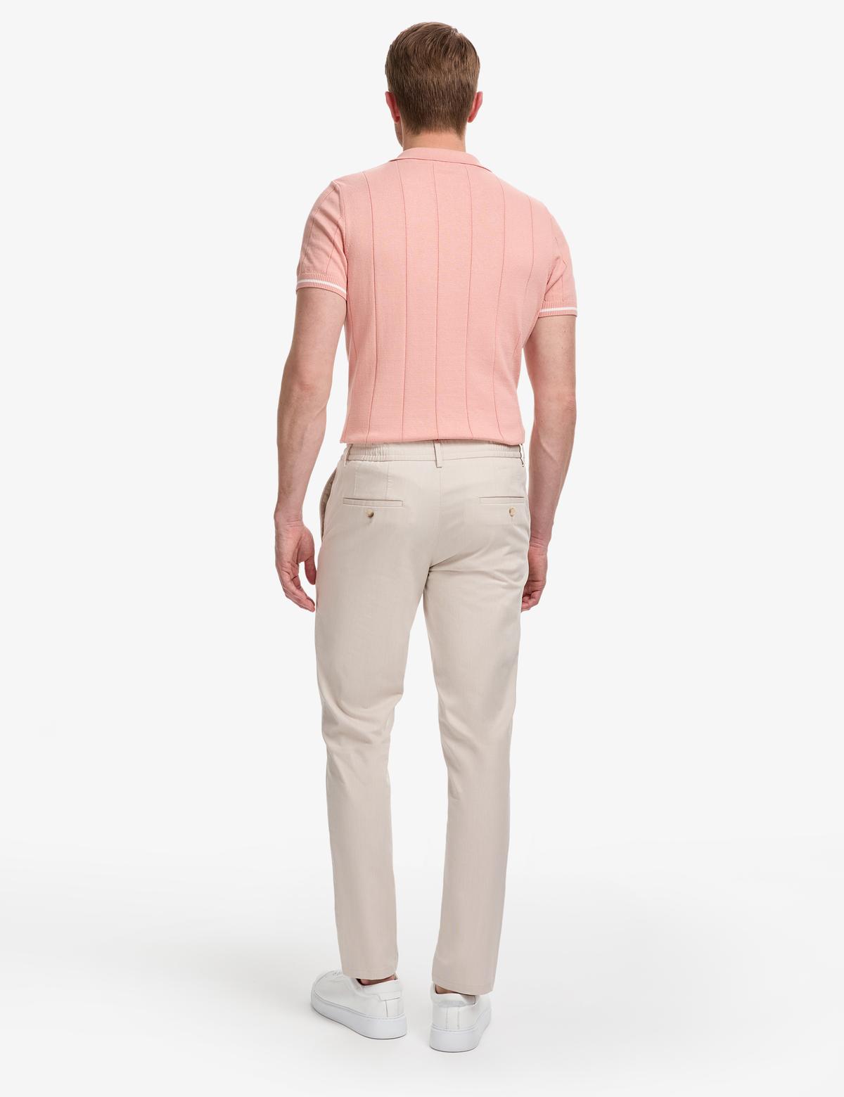 Bej Ex. Slim Fit Beli Kordonlu Pamuk Karışımlı Pantolon - 50325242006